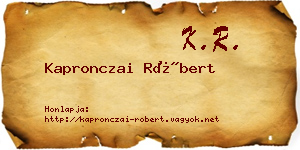 Kapronczai Róbert névjegykártya